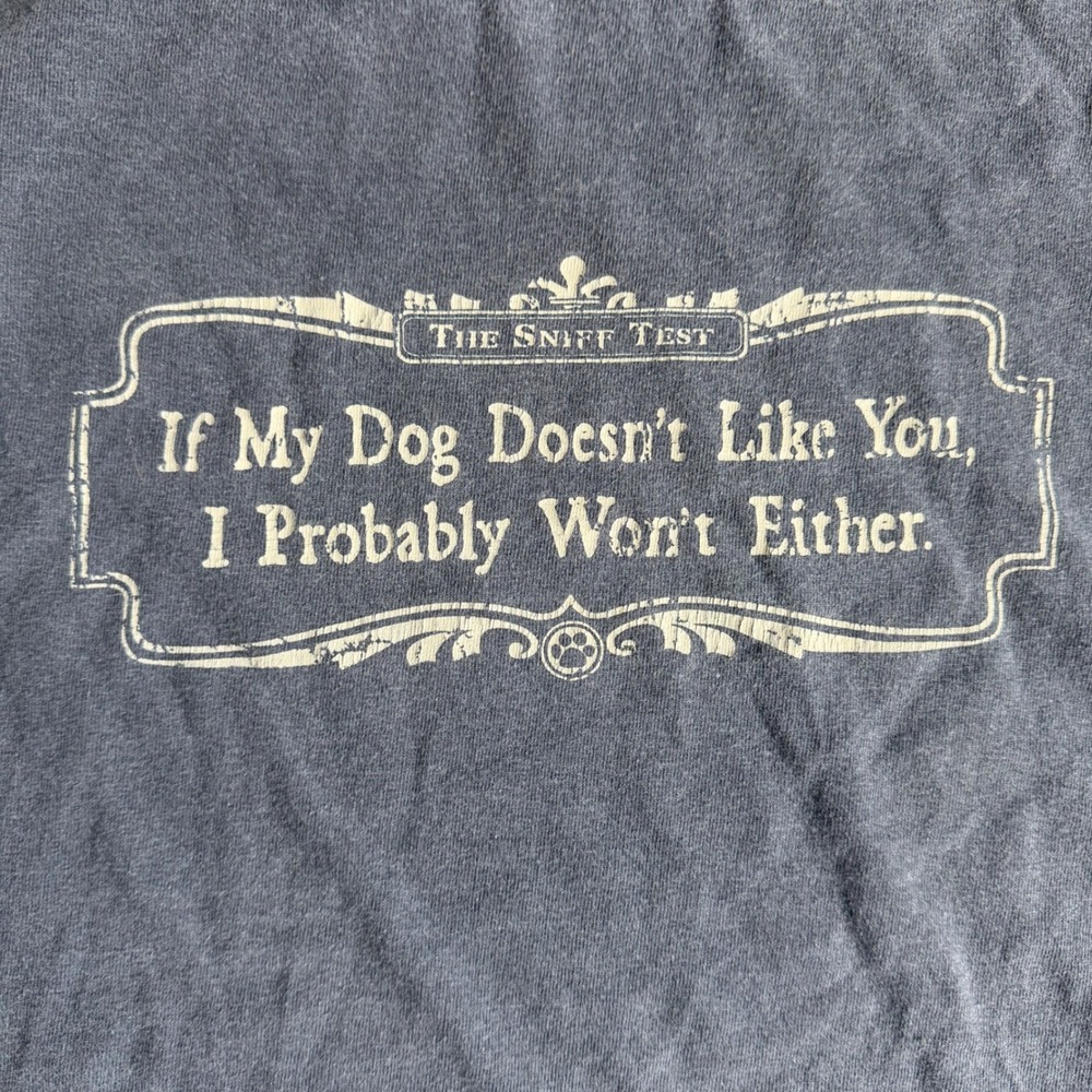 Comfort Colors Dog Lover Graphic T-Shirt Blue Gray XL The Sniff Test Humor